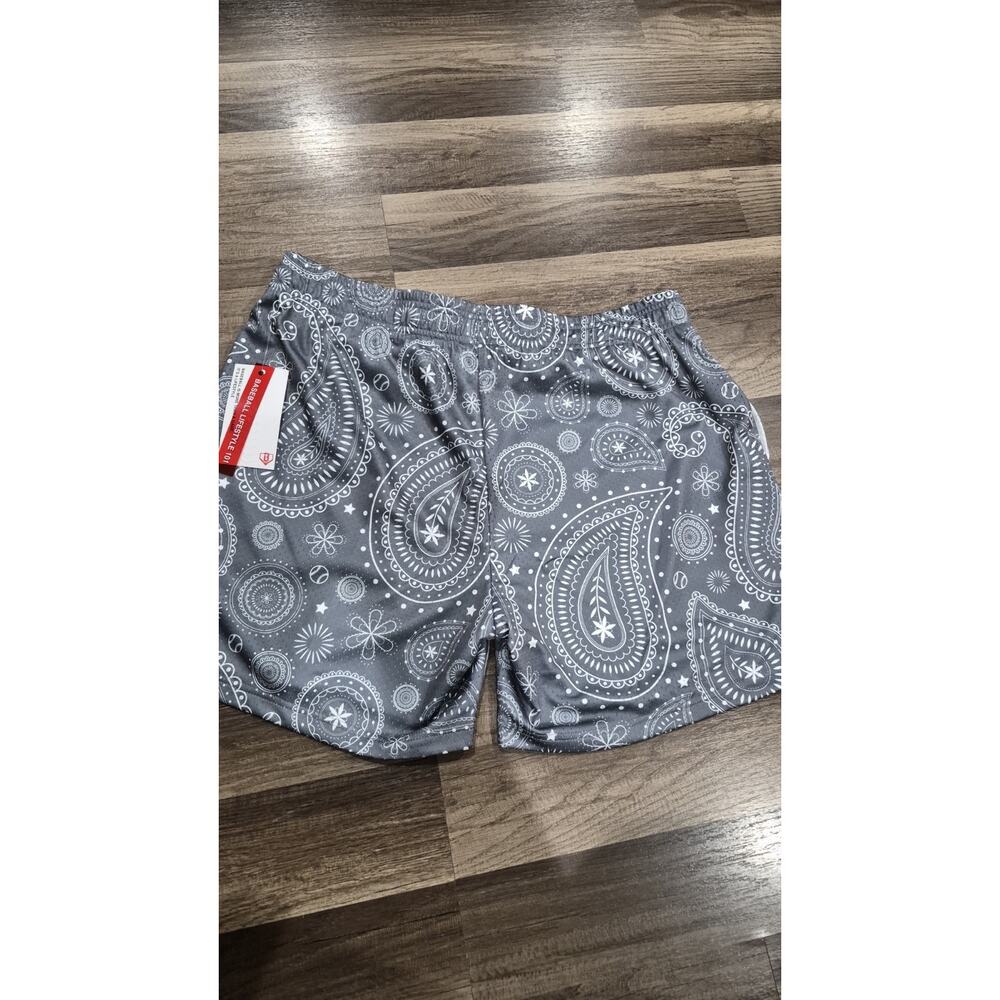 Baseball Lifestyle 101 BL101 Paisley Shorts Men’s Large Gray NWT Athletic - Picture 8 of 9